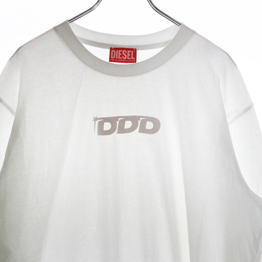 DIESEL(ディーゼル) DDDロゴ クルーネック 長袖 Tシャツ ロンT ホワイト A11281