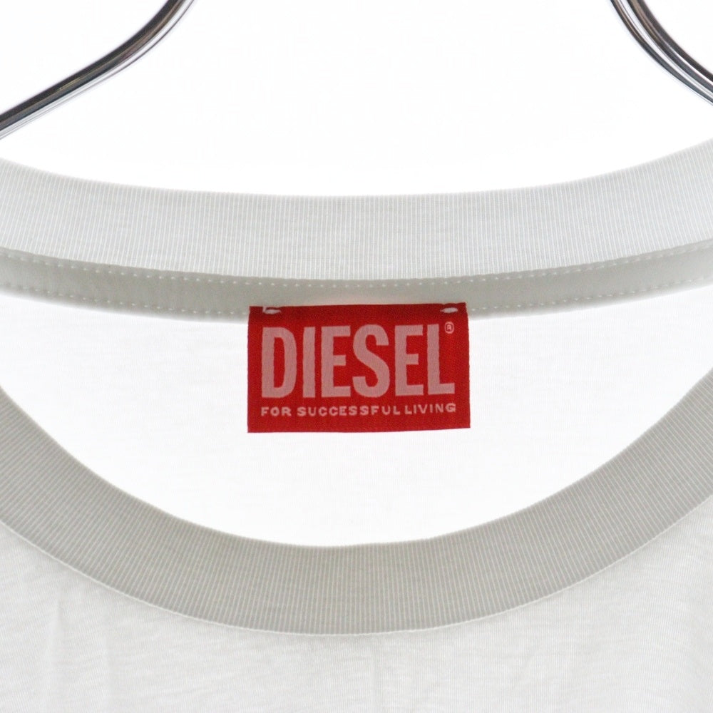 DIESEL(ディーゼル) DDDロゴ クルーネック 長袖 Tシャツ ロンT ホワイト A11281