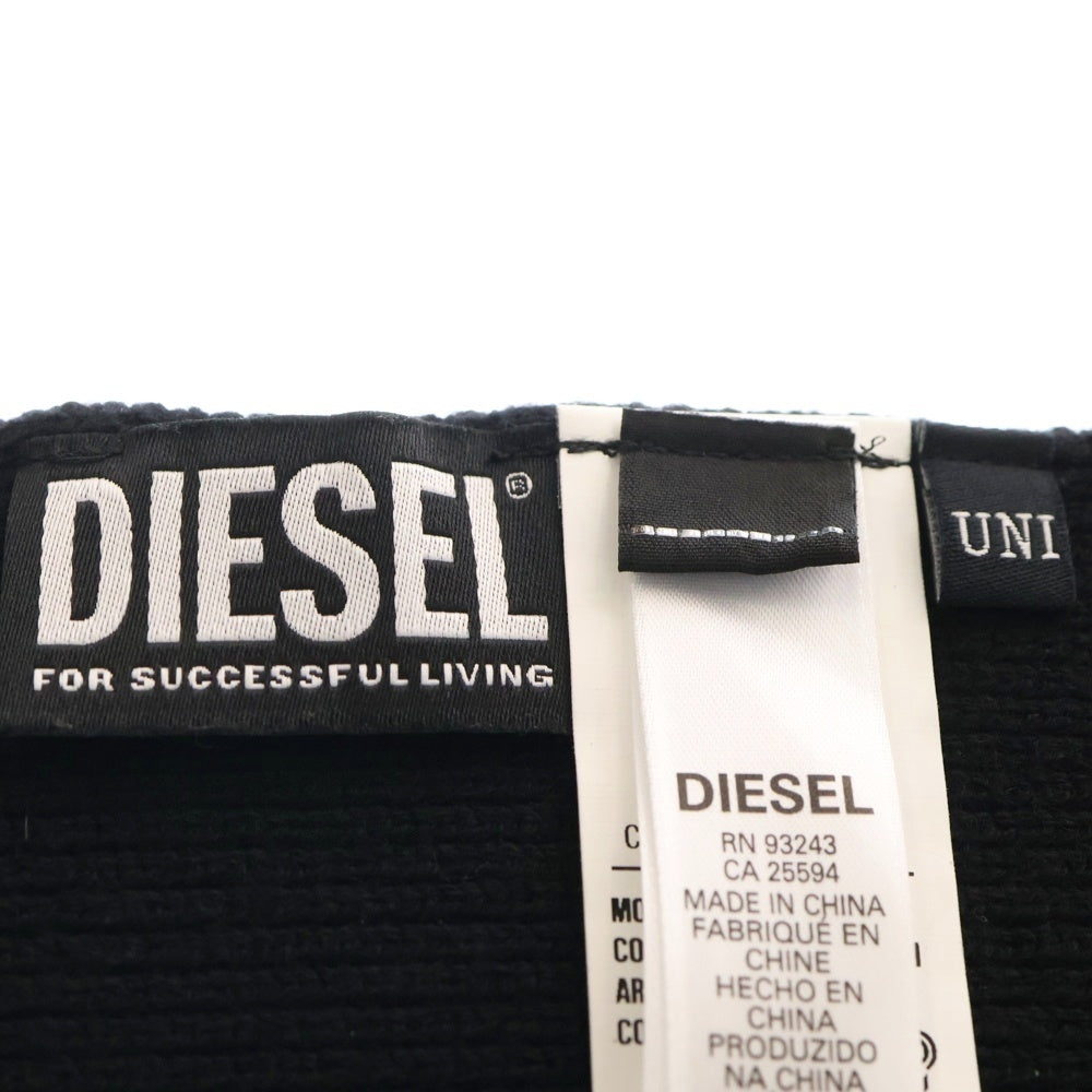 DIESEL(ディーゼル) Dロゴ刺繍 ウールマフラー ブラック レディース