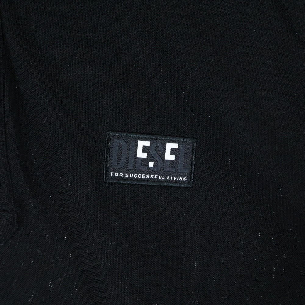 DIESEL(ディーゼル) ワッペンロゴ オーバーサイズ 半袖ポロシャツ カットソー ブラック
