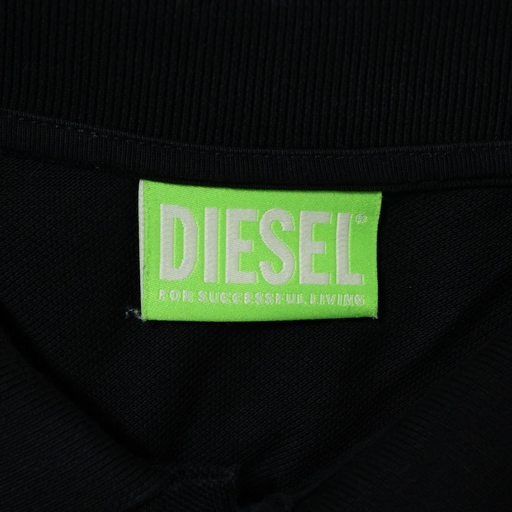 DIESEL(ディーゼル) ワッペンロゴ オーバーサイズ 半袖ポロシャツ カットソー ブラック