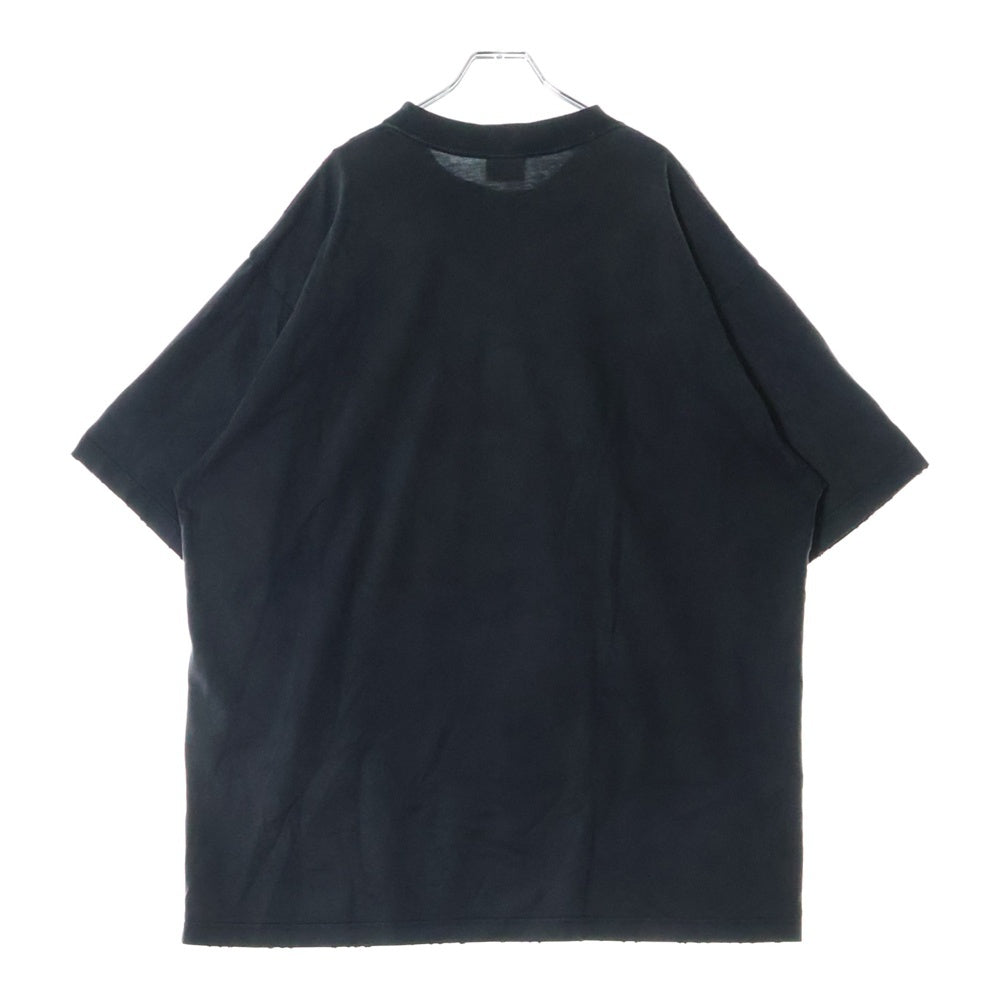 BALENCIAGA(バレンシアガ) 23SS ダメージ加工 カレッジロゴプリント 半袖Tシャツ カットソー ブラック 739784