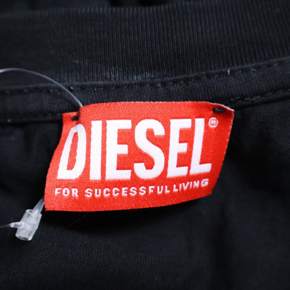 DIESEL(ディーゼル) アームデザイン Dロゴ 長袖Tシャツ ロンT ブラック A11370