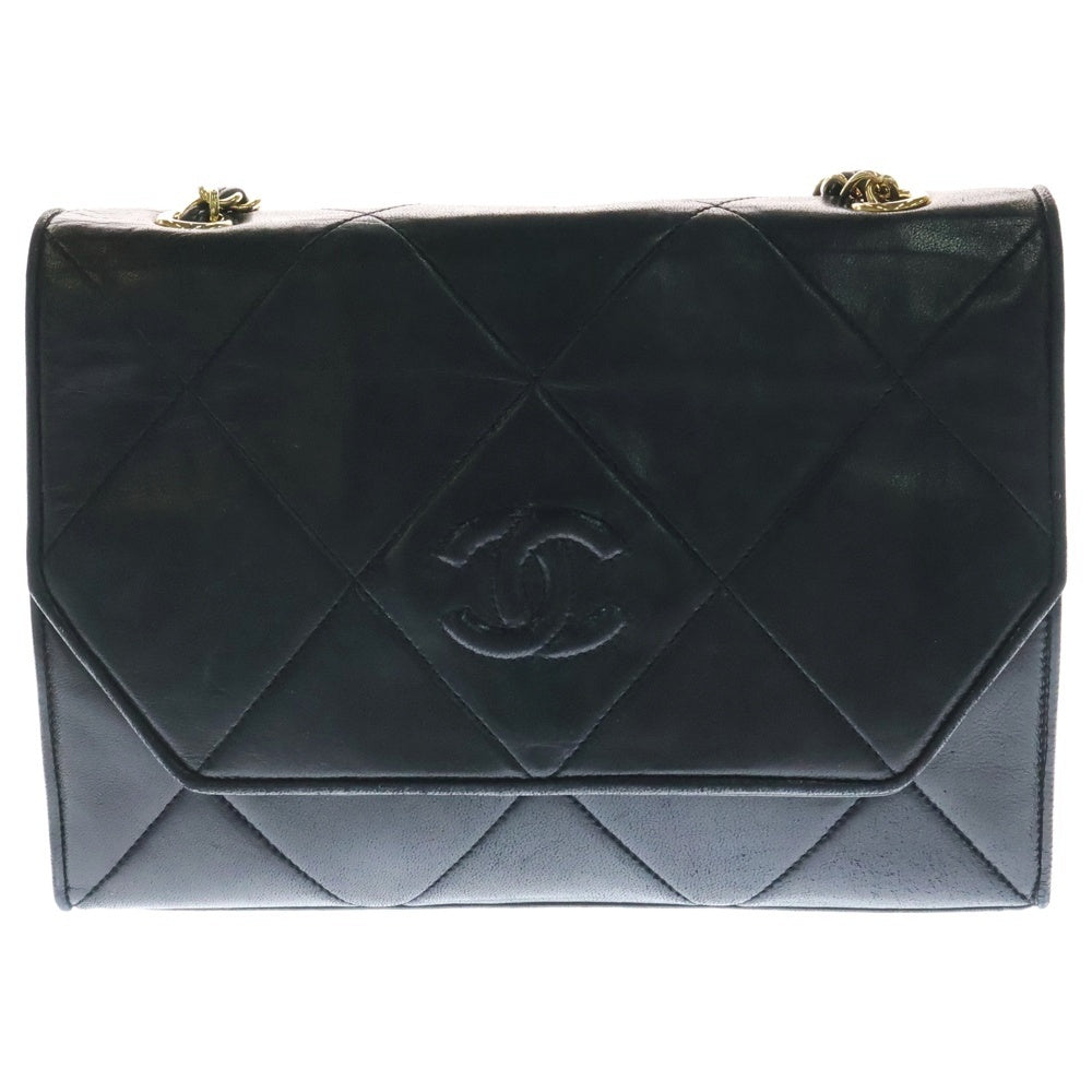 CHANEL(シャネル) マトラッセ ココマーク チェーンショルダーバッグ ブラック ラムスキン ゴールド金具 ヴィンテージ