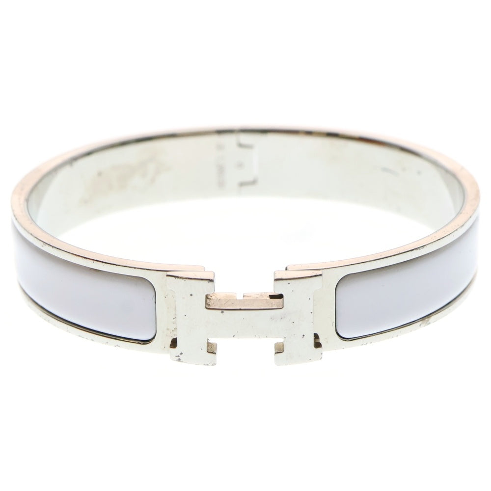 HERMES(エルメス) クリッククラックPM バングル ブレスレット シルバー×ホワイト メタル