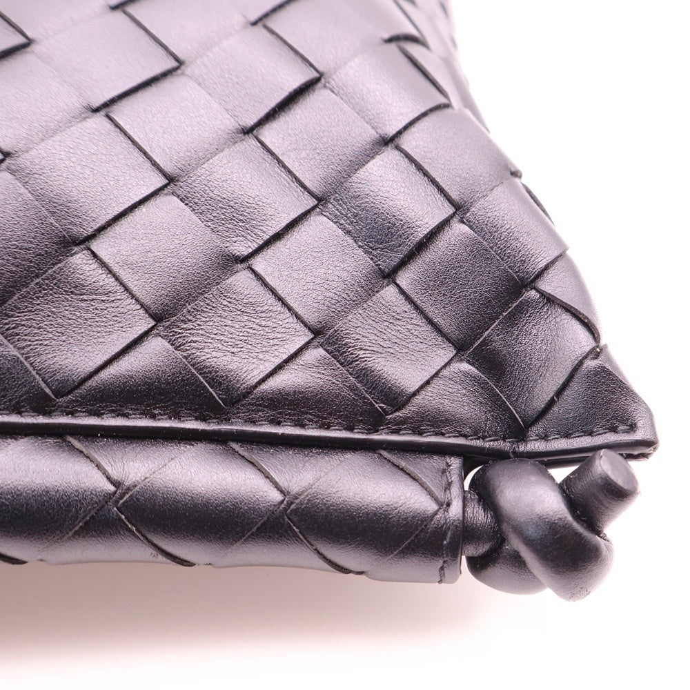 BOTTEGA VENETA(ボッテガヴェネタ) イントレチャート スモール フラットループ ショルダーバッグ ブラック レザー