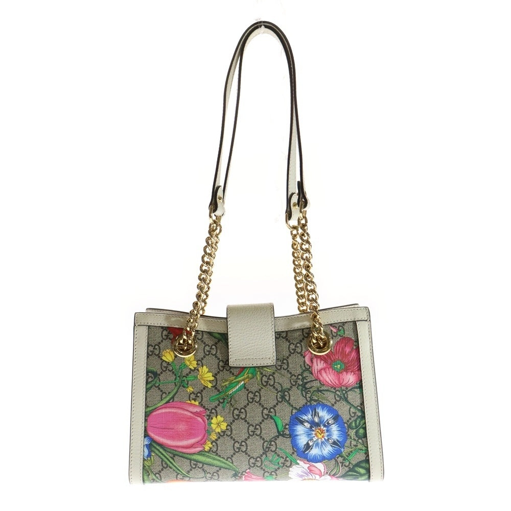 GUCCI(グッチ) GGスプリーム パドロック スモール チェーン 2wayバッグ ショルダーバッグ PVCレザー ベージュ×ネイビー 498156