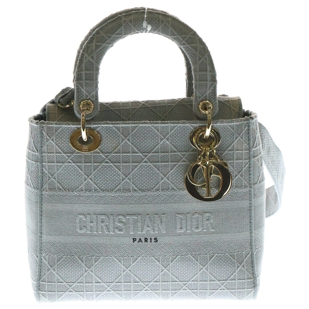 Christian Dior(クリスチャンディオール) Lady D-Lite レディディライト 2WAY ミディアム キャンパスロゴハンドバッグ ショルダーバッグ グレー レディース