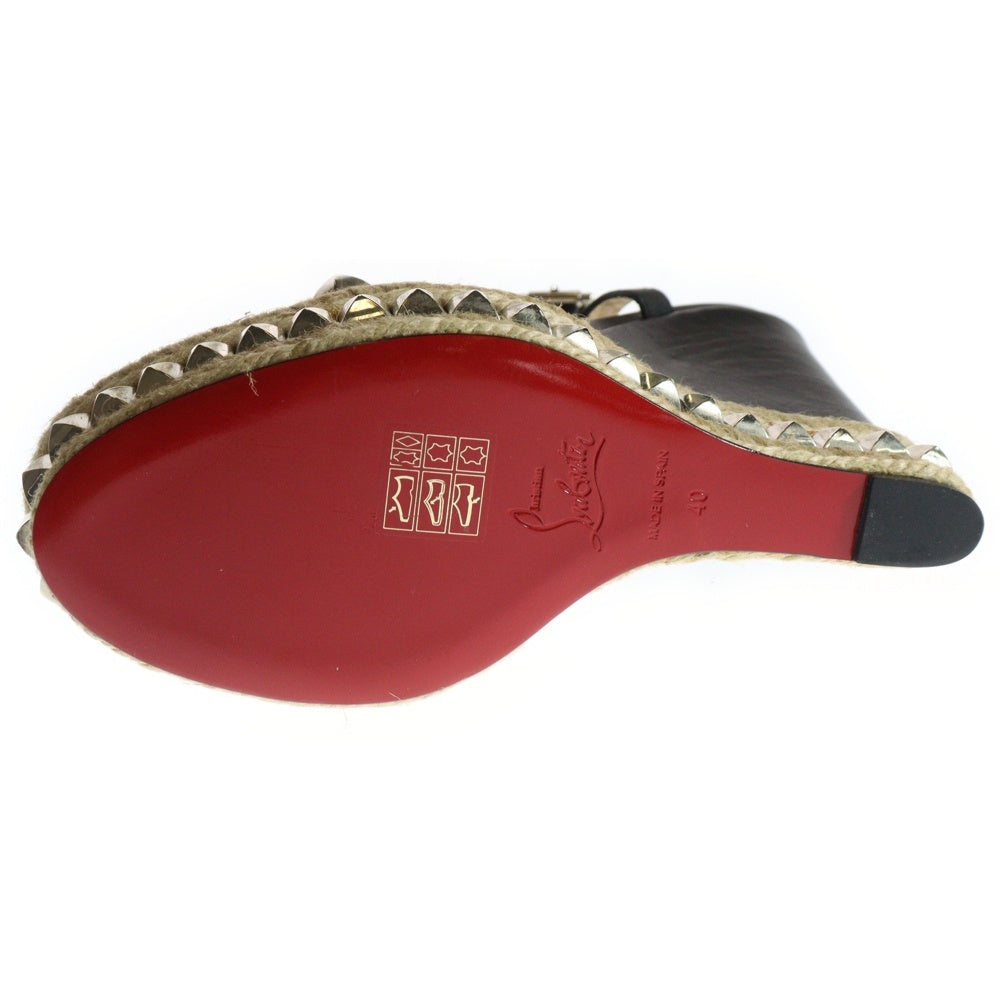 CHRISTIAN LOUBOUTIN(クリスチャンルブタン) カタクロウ スタッズ レザー ウェッジソール ヒール ストラップ サンダル ブラック レディース