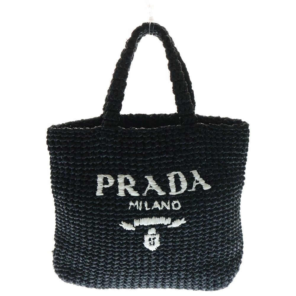 PRADA(プラダ) クロシェ トートバッグ ハンドバッグ ブラック ラフィア 1BG422