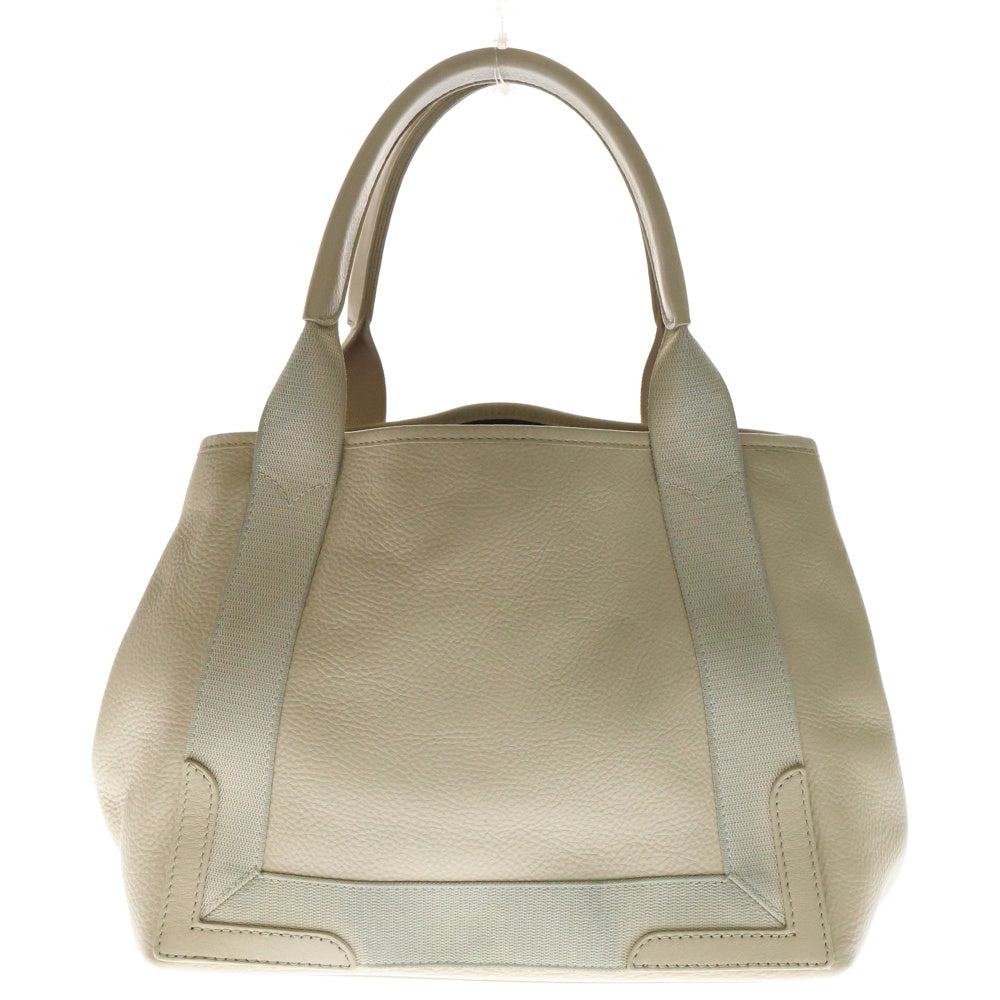 BALENCIAGA(バレンシアガ) ネイビーカバスS トートバッグ ハンドバッグ シルバー金具 ベージュ レザー