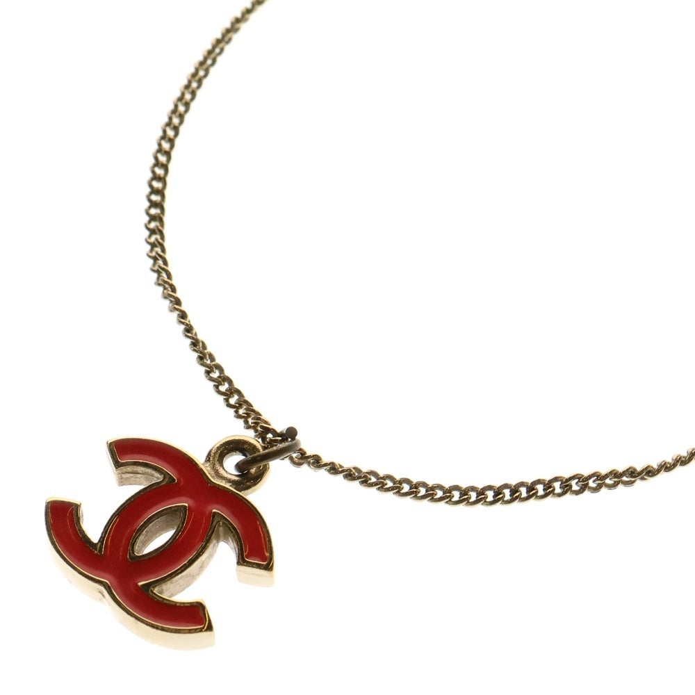 CHANEL(シャネル) ココマーク ネックレス レッド ゴールド金具 GP アクセサリー