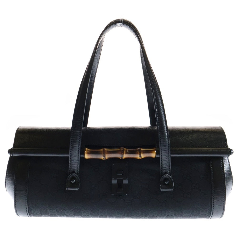 GUCCI(グッチ) バンブー ハンドバッグ ボストンバッグ ブラック キャンバス×レザー 111715