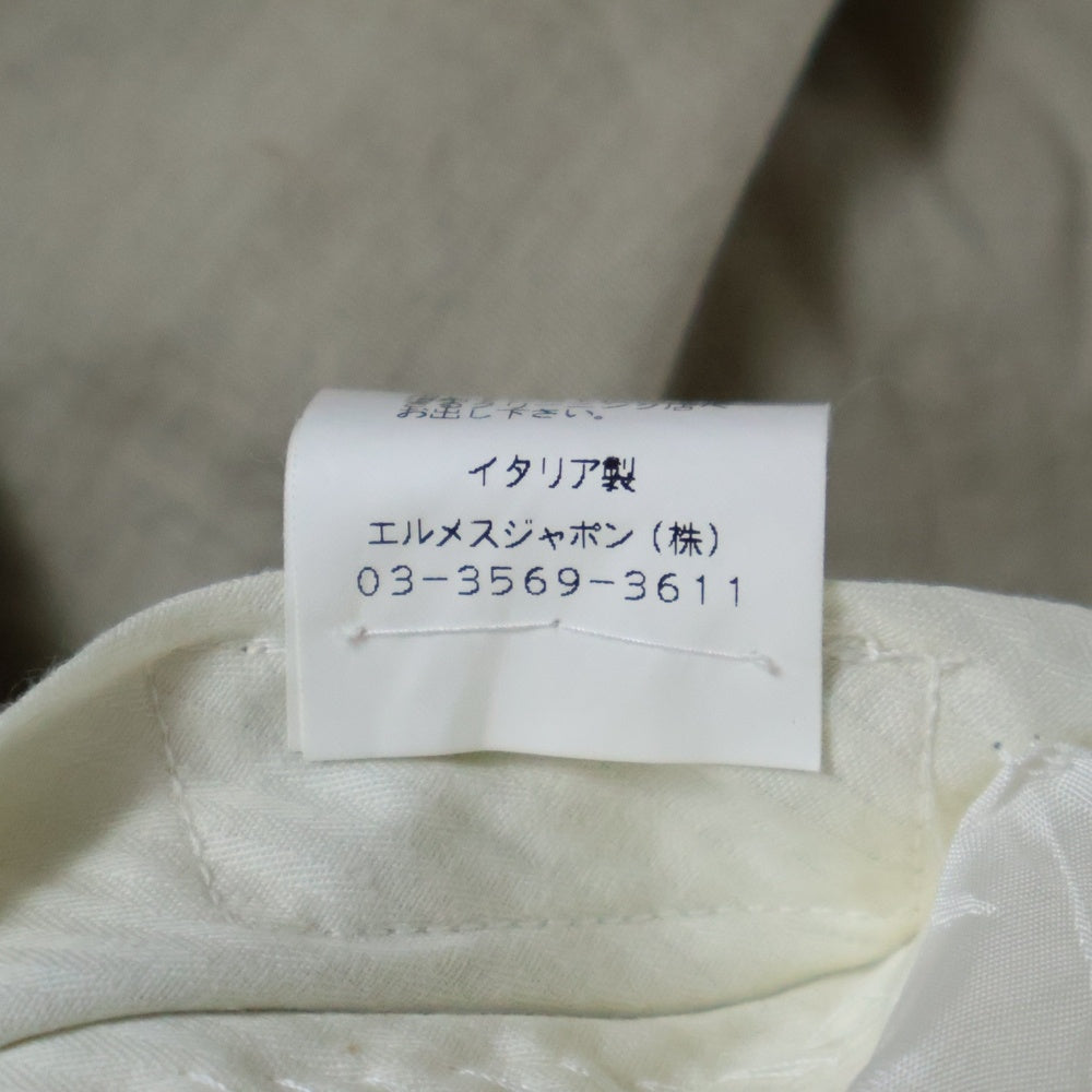 HERMES(エルメス) レーヨン混 リネン ノータック スラックスパンツ トラウザーズ ベージュ 02503.097