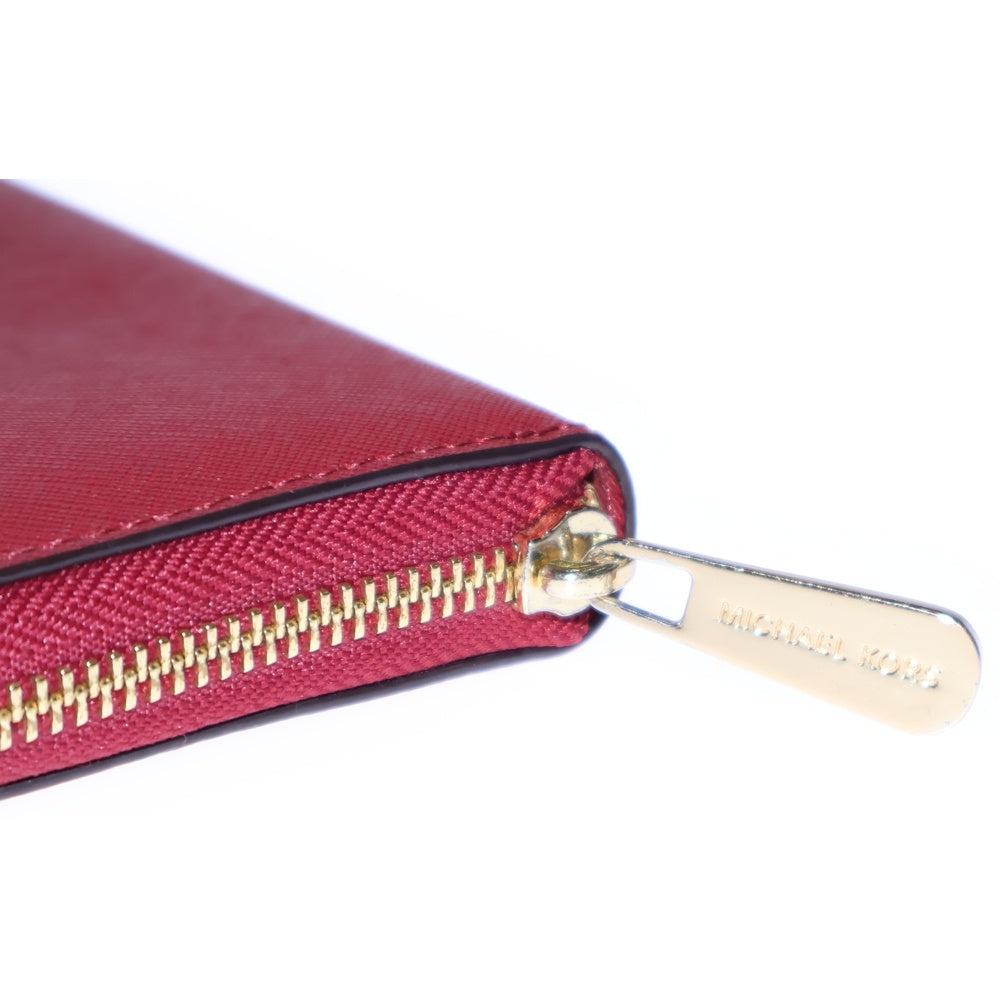 MICHAEL KORS(マイケルコース) ロゴ ラウンドファスナーレザーロングウォレット 長財布 レッド