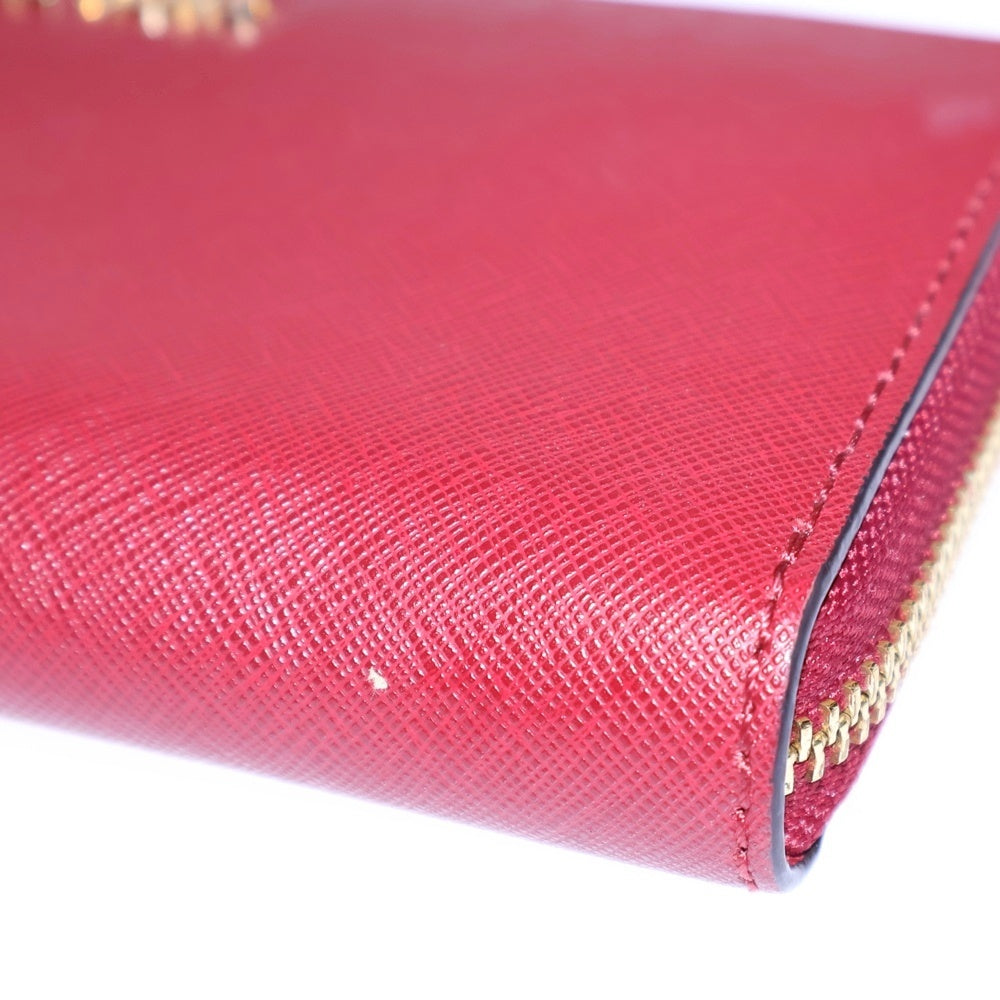 MICHAEL KORS(マイケルコース) ロゴ ラウンドファスナーレザーロングウォレット 長財布 レッド