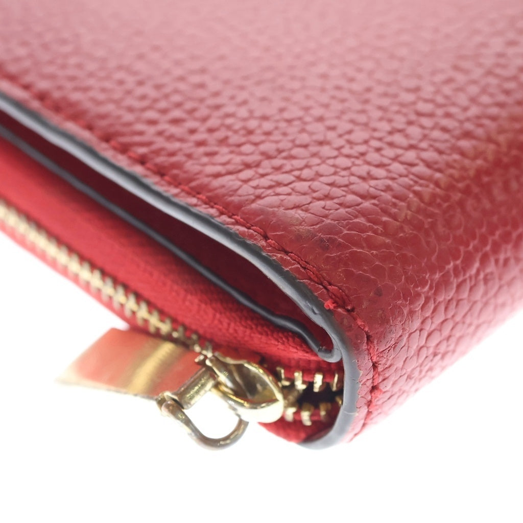 MICHAEL KORS(マイケルコース) ロゴ ラウンドファスナーレザーコンパクトウォレット 財布 レッド レディース