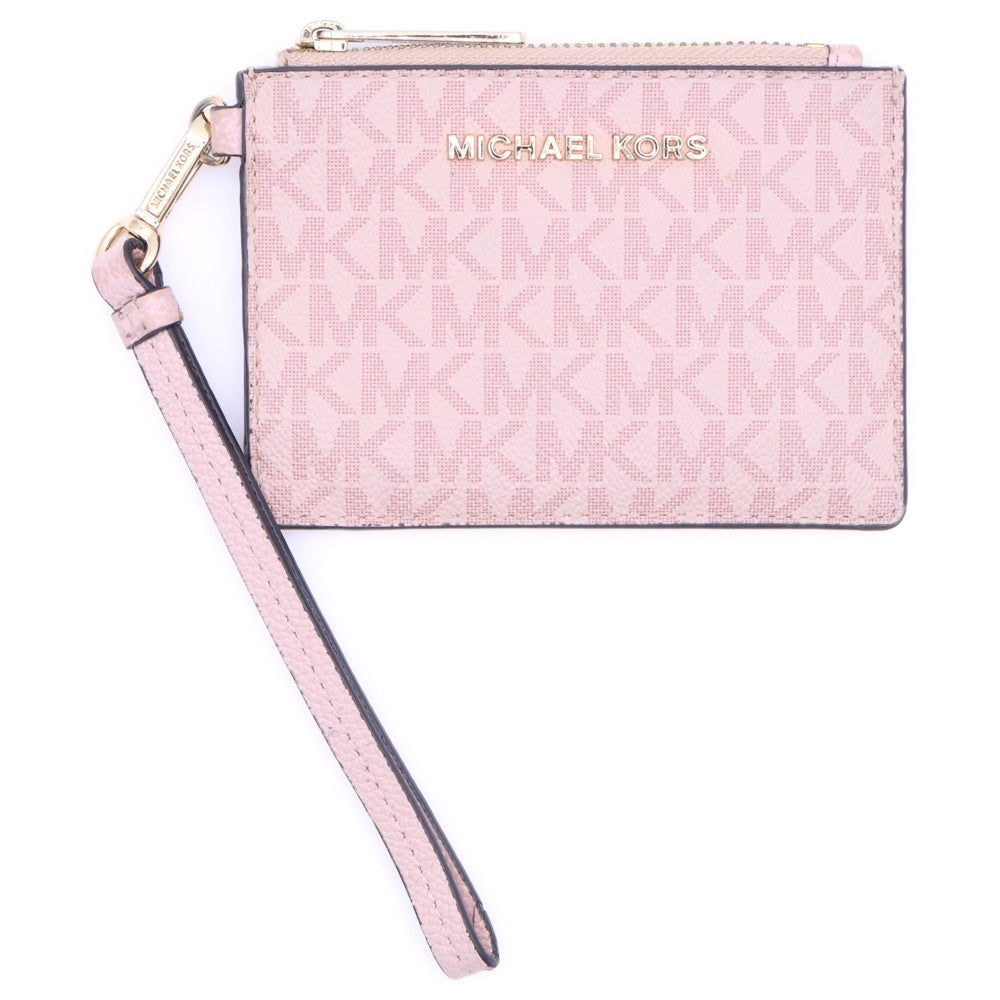 MICHAEL KORS(マイケルコース) MKロゴ ストラップ付レザーフラグメントケース カードケース ピンク