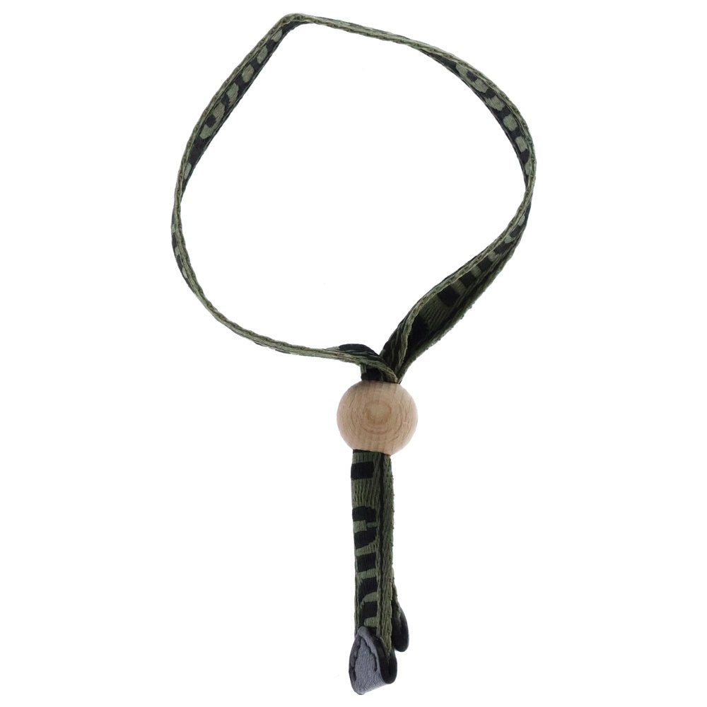 miumiu(ミュウミュウ) ウッドビーズ キャンバスレザー切替ロゴブレスレット