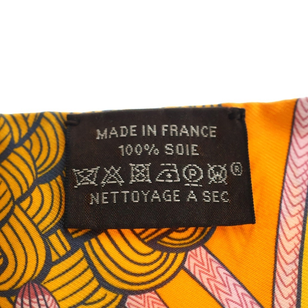 HERMES(エルメス) ツイリー Zouaves et Dragons ズアヴとドラゴン オレンジ シルク スカーフ レディース