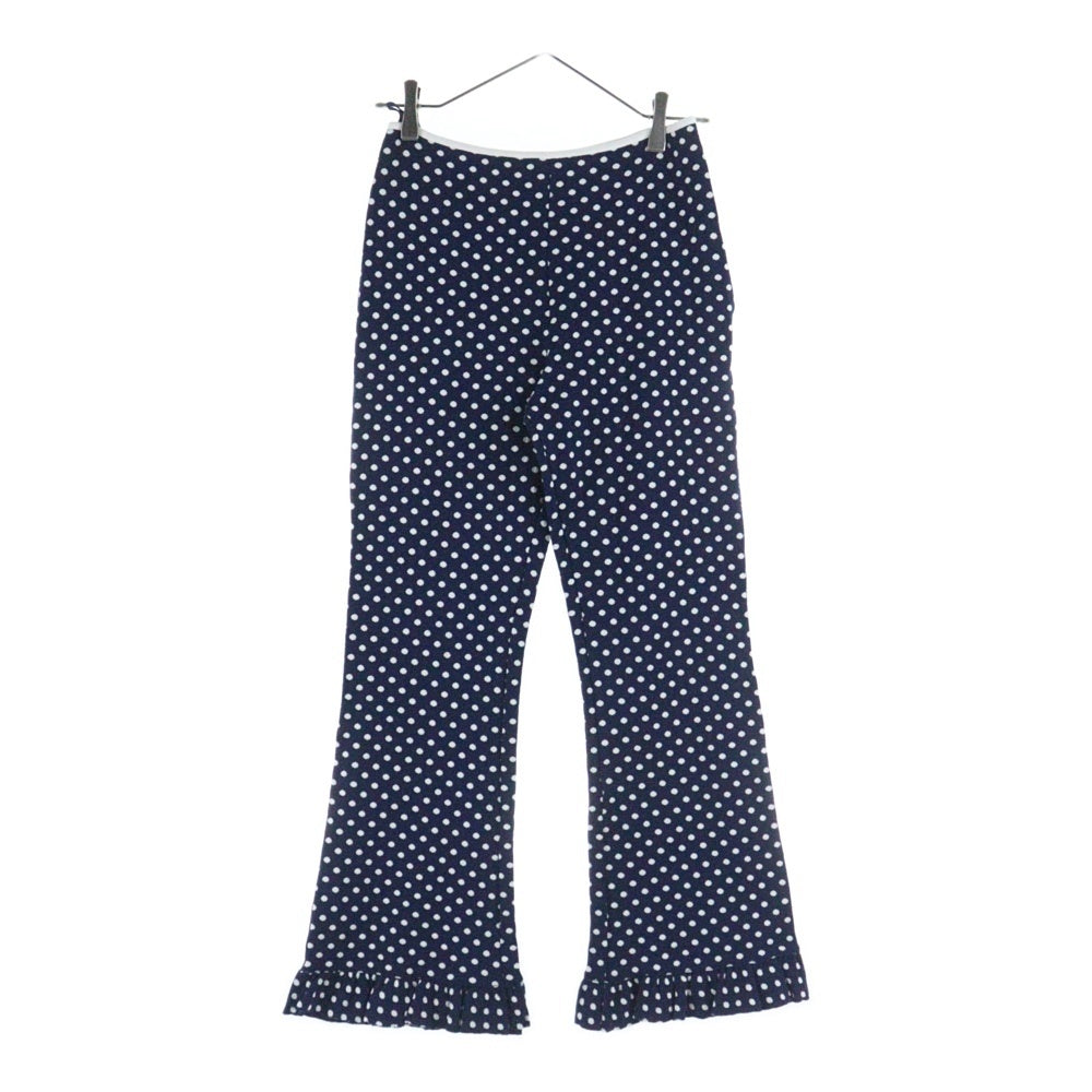 miumiu(ミュウミュウ) 20SS ドット総柄 ジャガード 裾フリル サイドジップ ニットパンツ ネイビー レディース MJP236