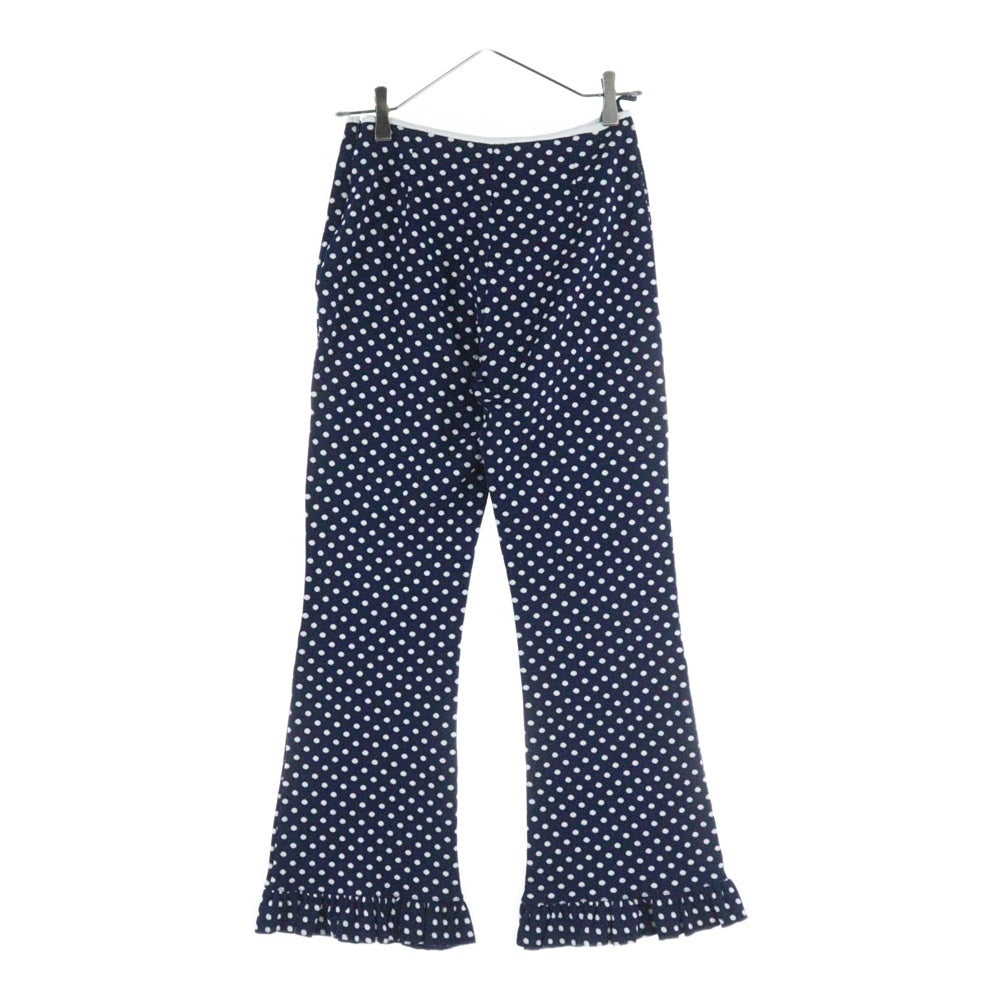 miumiu(ミュウミュウ) 20SS ドット総柄 ジャガード 裾フリル サイドジップ ニットパンツ ネイビー レディース MJP236