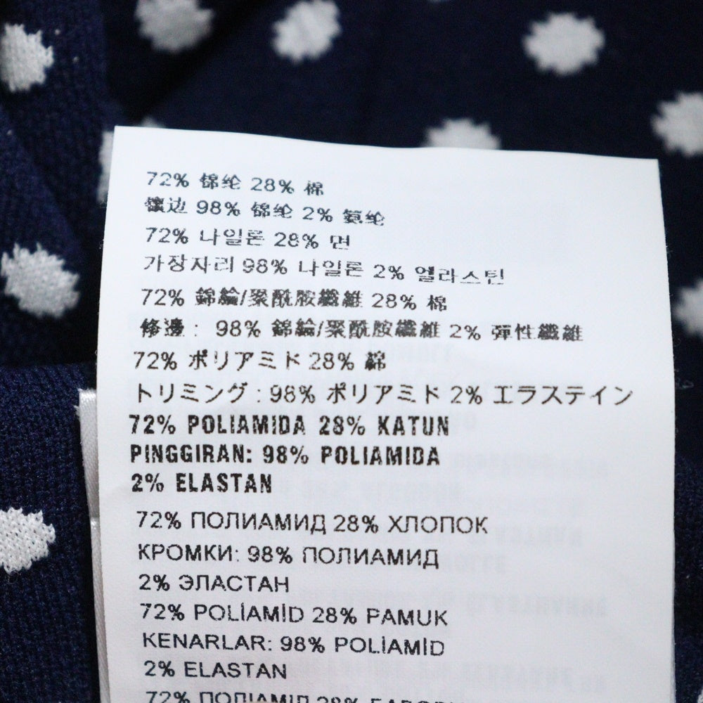 miumiu(ミュウミュウ) 20SS ドット総柄 ジャガード 裾フリル サイドジップ ニットパンツ ネイビー レディース MJP236