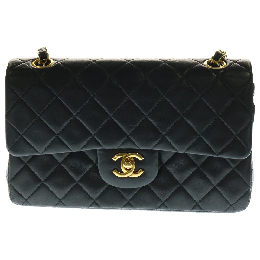CHANEL(シャネル) ココマーク マトラッセ23 Wチェーン Wフラップ ラムスキン レザーチェーンショルダーバッグ ブラック レディース