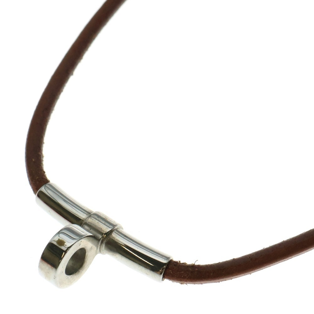 HERMES(エルメス) キテチョーカー ネックレス ブラウン シルバー金具 レザー