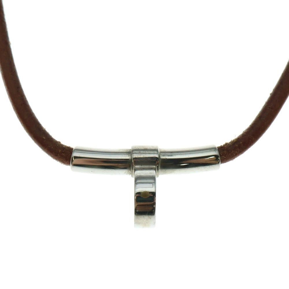 HERMES(エルメス) キテチョーカー ネックレス ブラウン シルバー金具 レザー