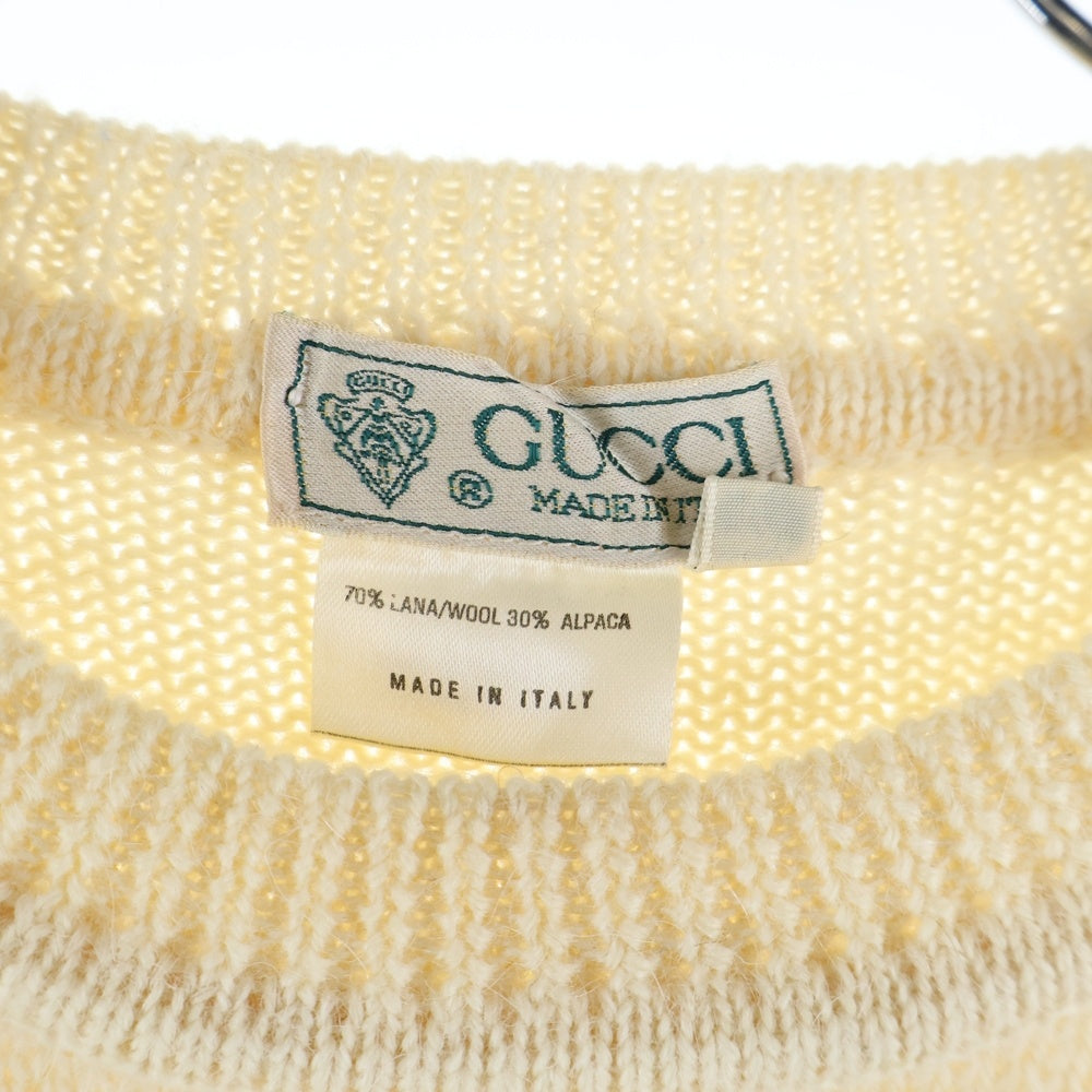 GUCCI(グッチ) インターロッキングG ロゴジャガード アルパカ混 ウール クルーネック プルオーバー 長袖ニット セーター ベージュ