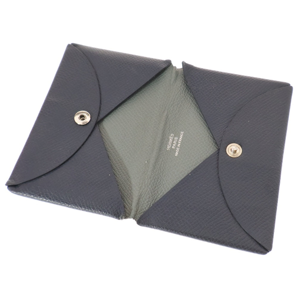 HERMES(エルメス) カルヴィ ヴェルソ コインケース 二つ折り財布 ブラック レザー エプソン