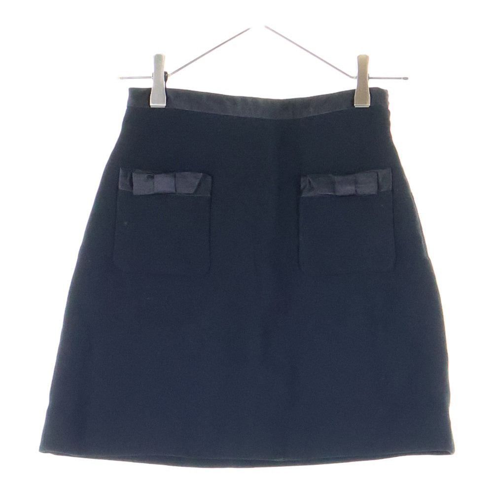 miumiu(ミュウミュウ) 18SS シルクサテン切り替え レーヨン ミニスカート ブラック レディース MG1261