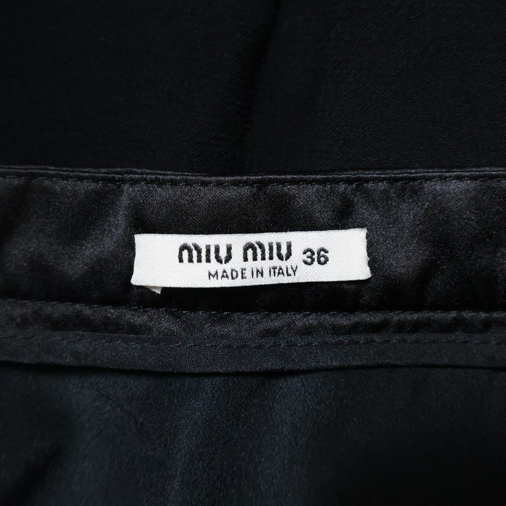 miumiu(ミュウミュウ) 18SS シルクサテン切り替え レーヨン ミニスカート ブラック レディース MG1261