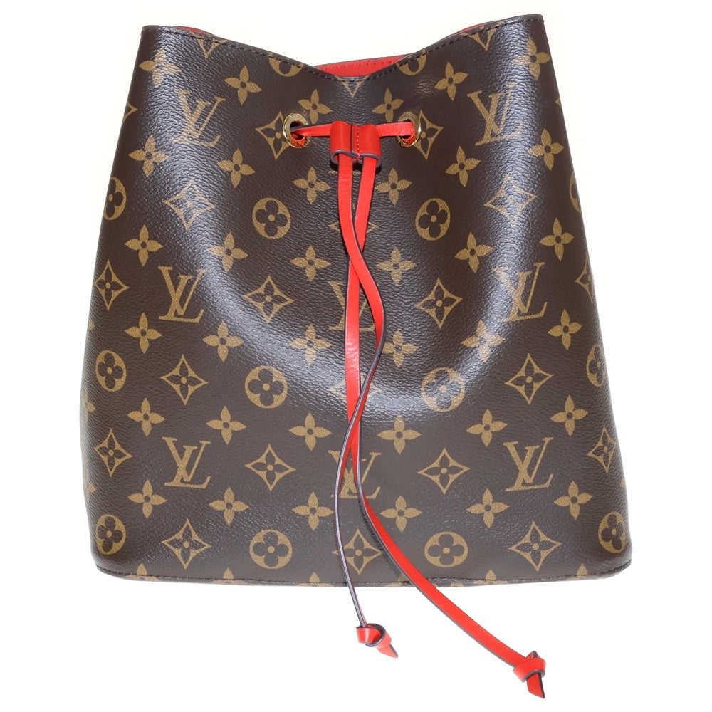 LOUIS VUITTON(ルイヴィトン) モノグラム ネオノエ ハンドブック ブラウン×レッド PVC ショルダーバッグ M44021