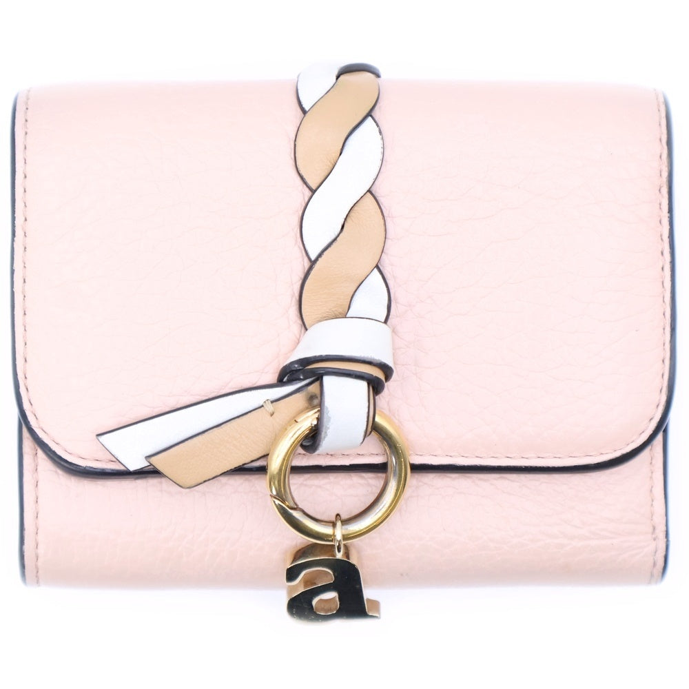 Chloe(クロエ) アルファベット トリフォールド レザーコンパクトウォレット 三つ折り財布 ピンクベージュ CHC22UP718H356JP