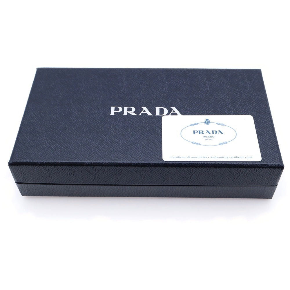 PRADA(プラダ) ラウンドファスナー エンボス加工 ロングウォレット 長財布 カードケース ブラック レザー 2ML317 シルバー金具