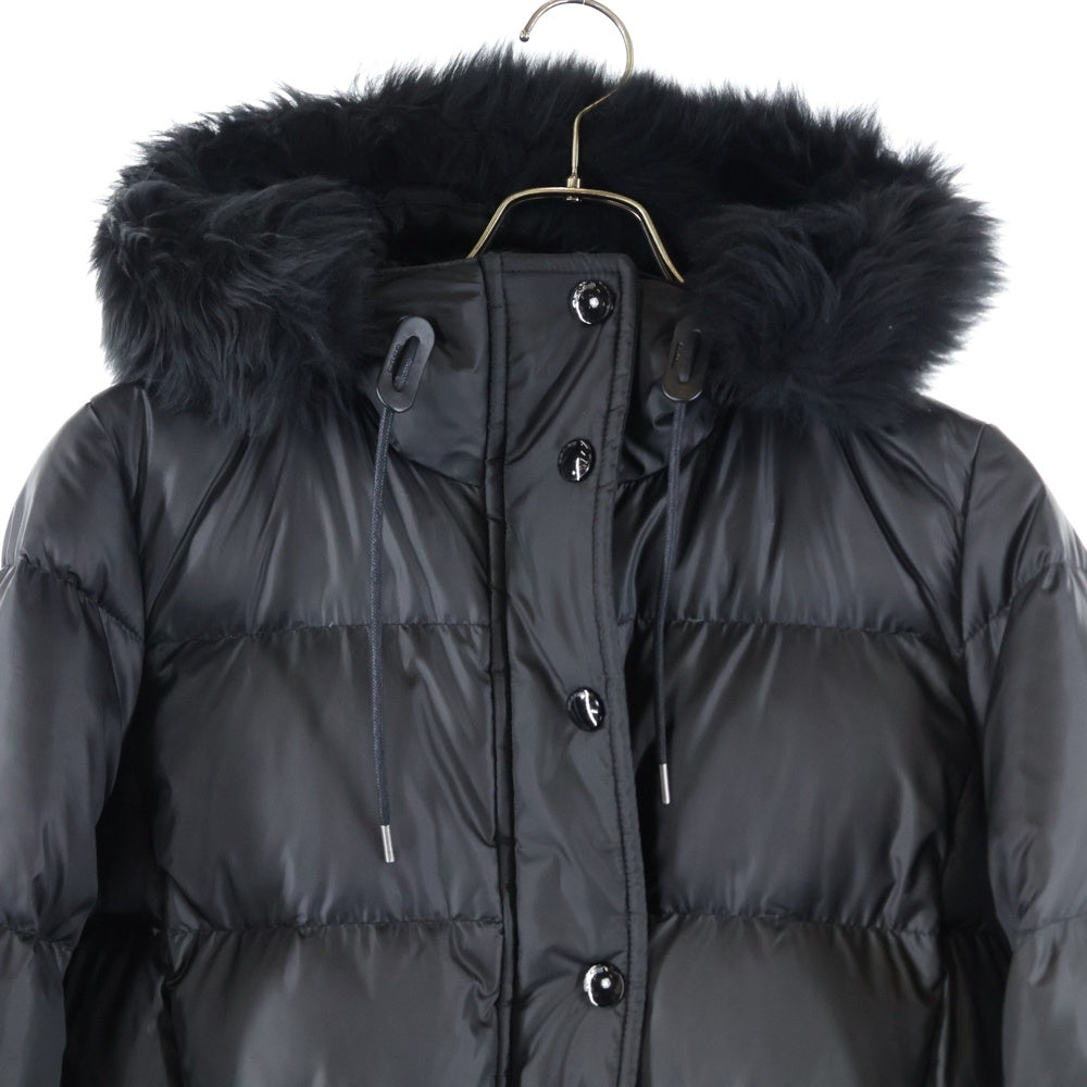 COACH(コーチ) ファー フーデッド ジップアップ ダウンジャケット ダウンコート ブラック F34152
