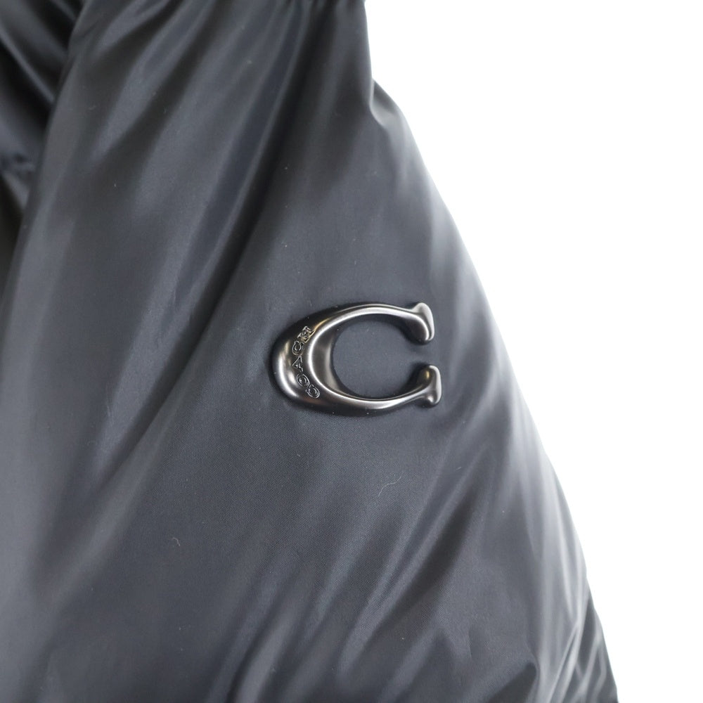 COACH(コーチ) ファー フーデッド ジップアップ ダウンジャケット ダウンコート ブラック F34152