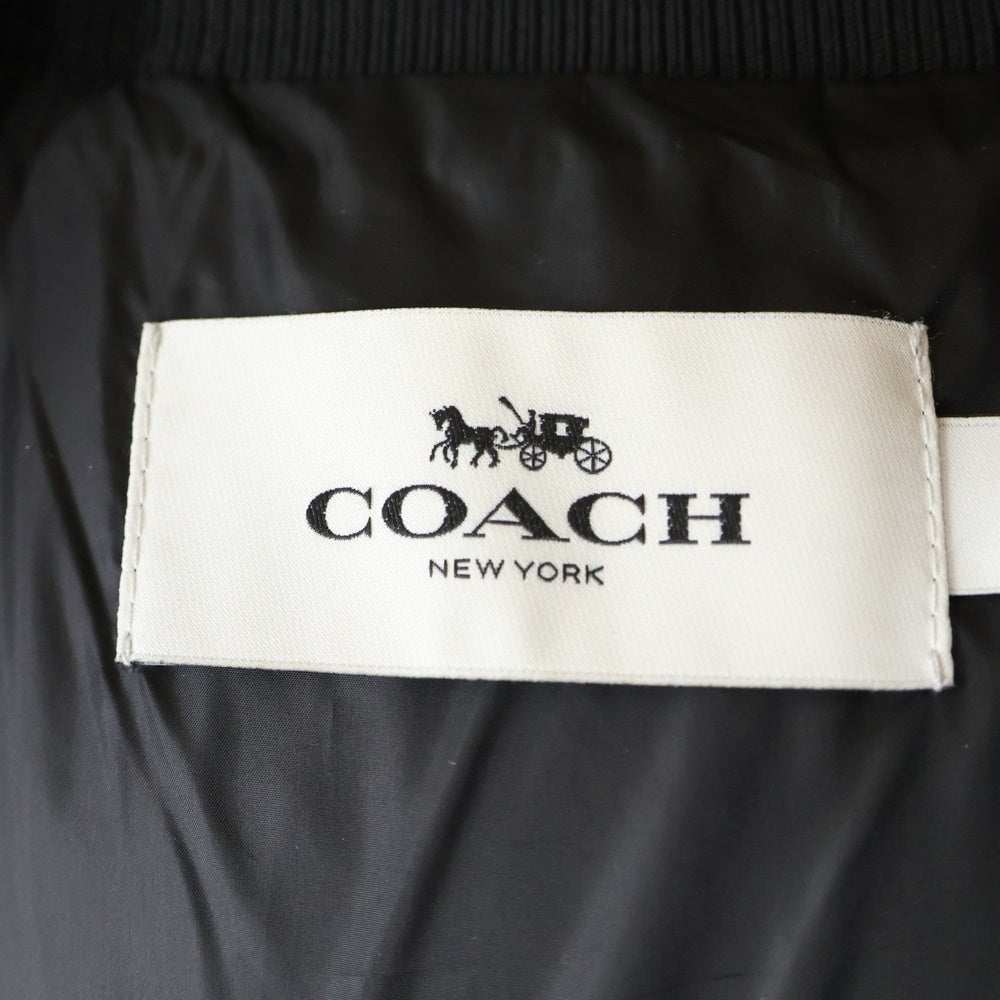 COACH(コーチ) ファー フーデッド ジップアップ ダウンジャケット ダウンコート ブラック F34152