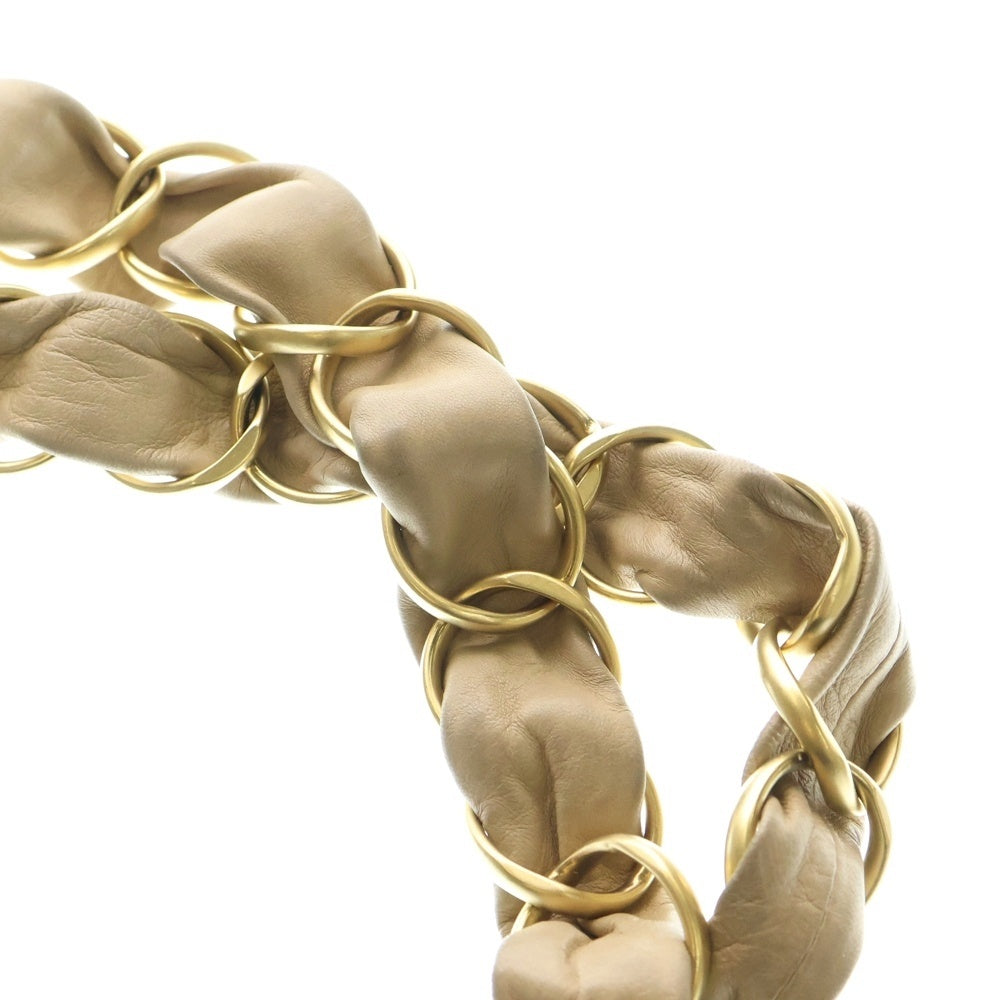 CHANEL(シャネル) ココマーク ビッグチェーン ハンドバッグ チェーンバッグ ブラック×ベージュ ラムスキン ゴールド金具