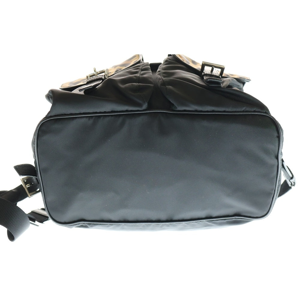 PRADA(プラダ) リュックサック バックパック レオパード ブラック テスート ナイロン 1BZ811