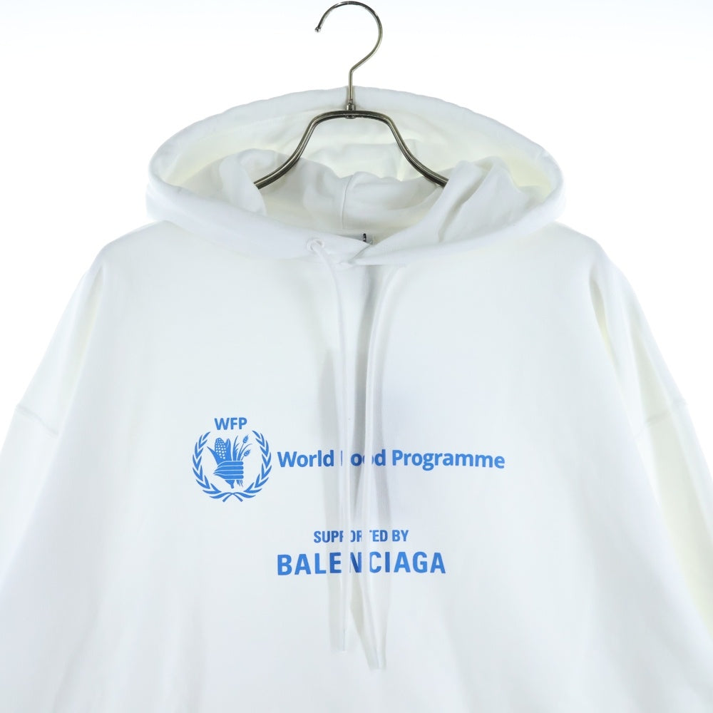 BALENCIAGA(バレンシアガ) The World Food Programme ザ ワールド フード プログラム ロゴプリント プルオーバースウェットパーカー フーディー ホワイト 578135