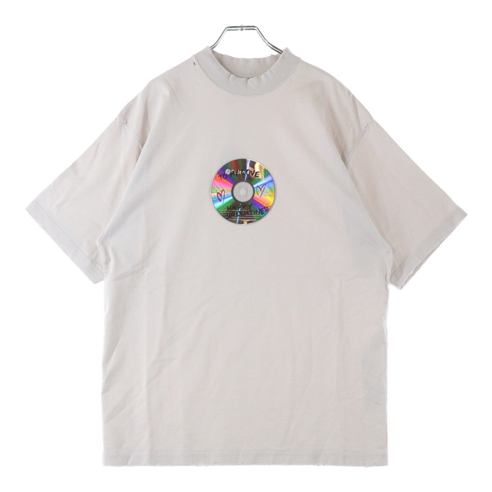 BALENCIAGA(バレンシアガ) TO MY LOVE HAPPY VALENTINE TEE トゥマイラブ ハッピーバレンタイン CD ダメージ加工クルーネック半袖Tシャツ カットソー アイボリー 764235 TQVE4