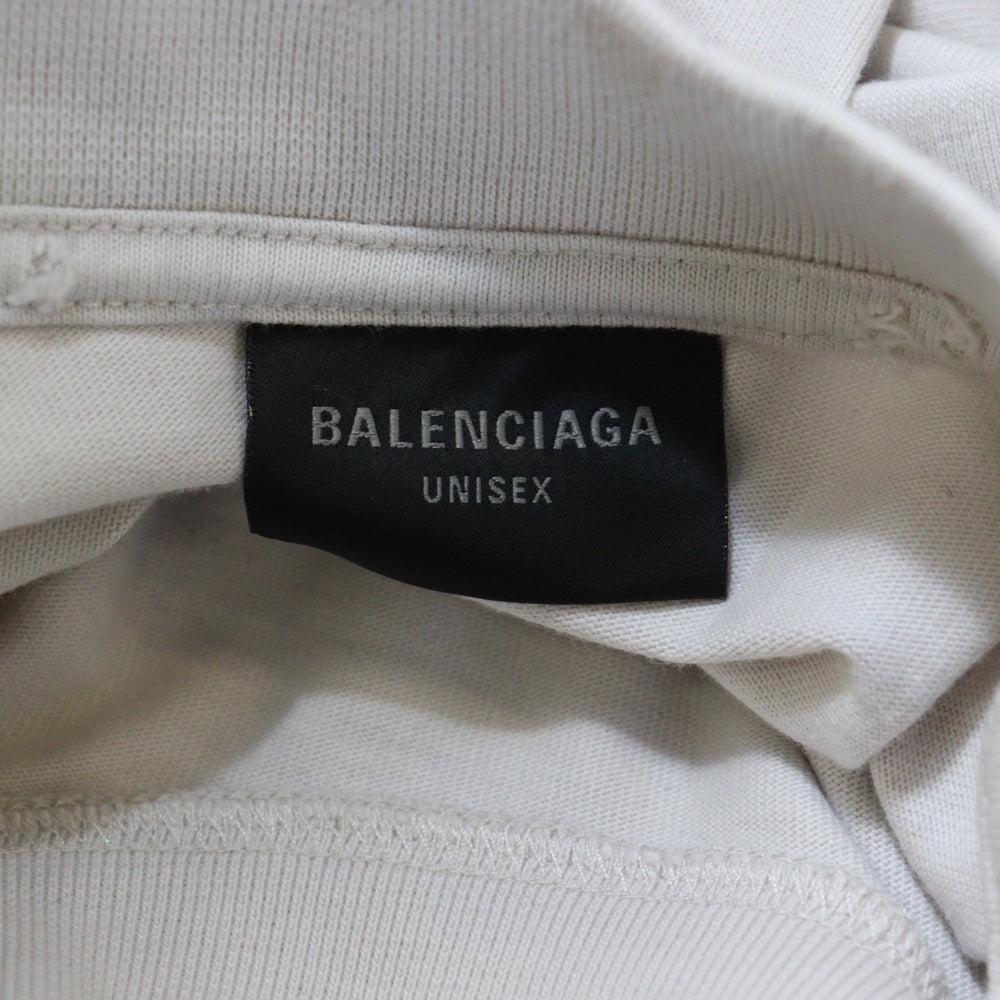 BALENCIAGA(バレンシアガ) TO MY LOVE HAPPY VALENTINE TEE トゥマイラブ ハッピーバレンタイン CD ダメージ加工クルーネック半袖Tシャツ カットソー アイボリー 764235 TQVE4