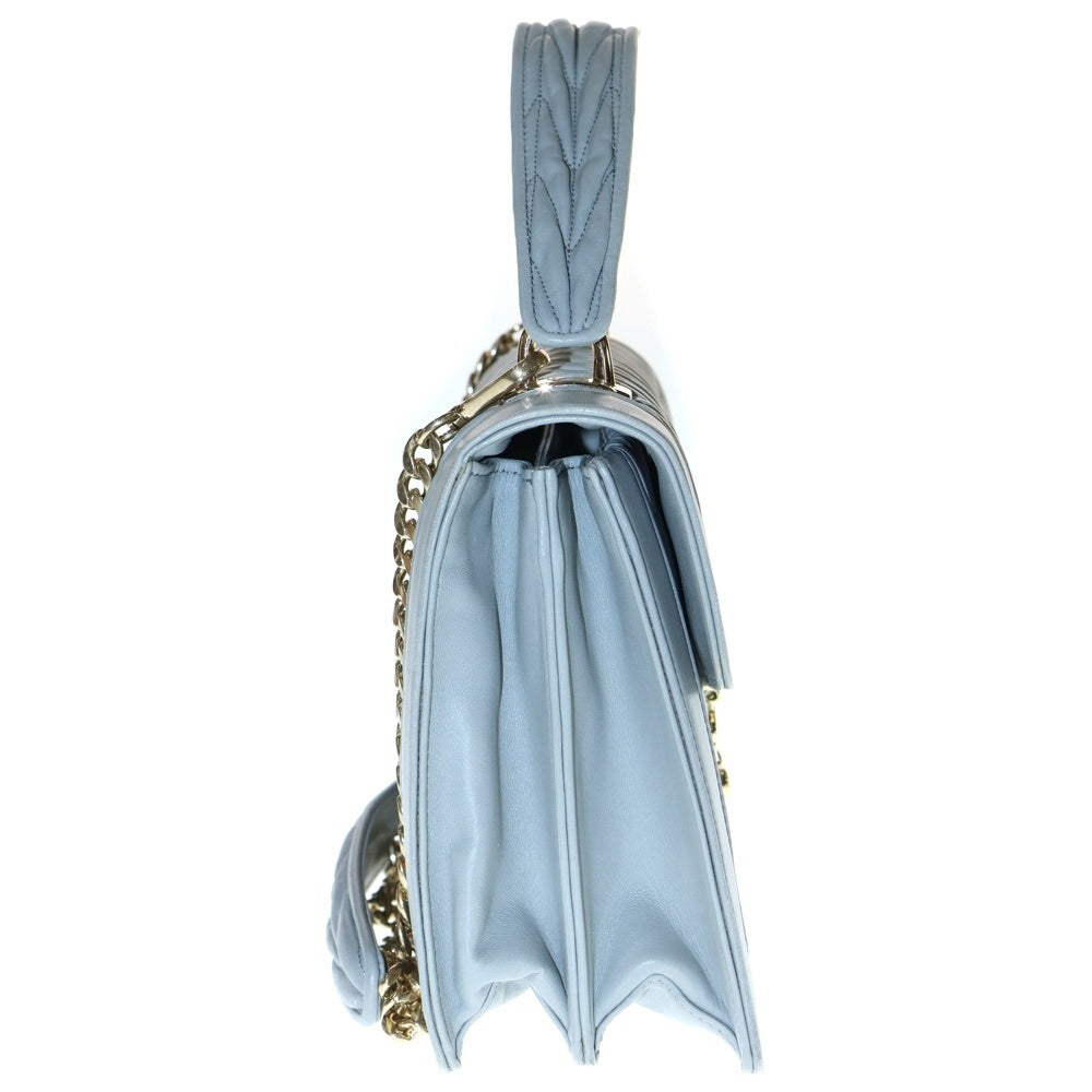 miumiu(ミュウミュウ) コンフィデンシャルマテラッセ 2wayバッグ ハンドバッグ ショルダーバッグ チェーンバッグ ライトグレー ラムスキン ゴールド金具