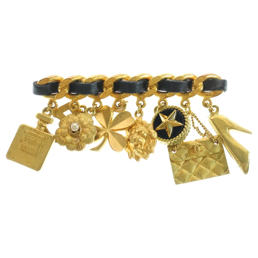 CHANEL(シャネル) ココマーク/マトラッセ/フレグランス/クローバー/ヒールアイコン 8連チャーム付ブローチ ゴールド GP 94P