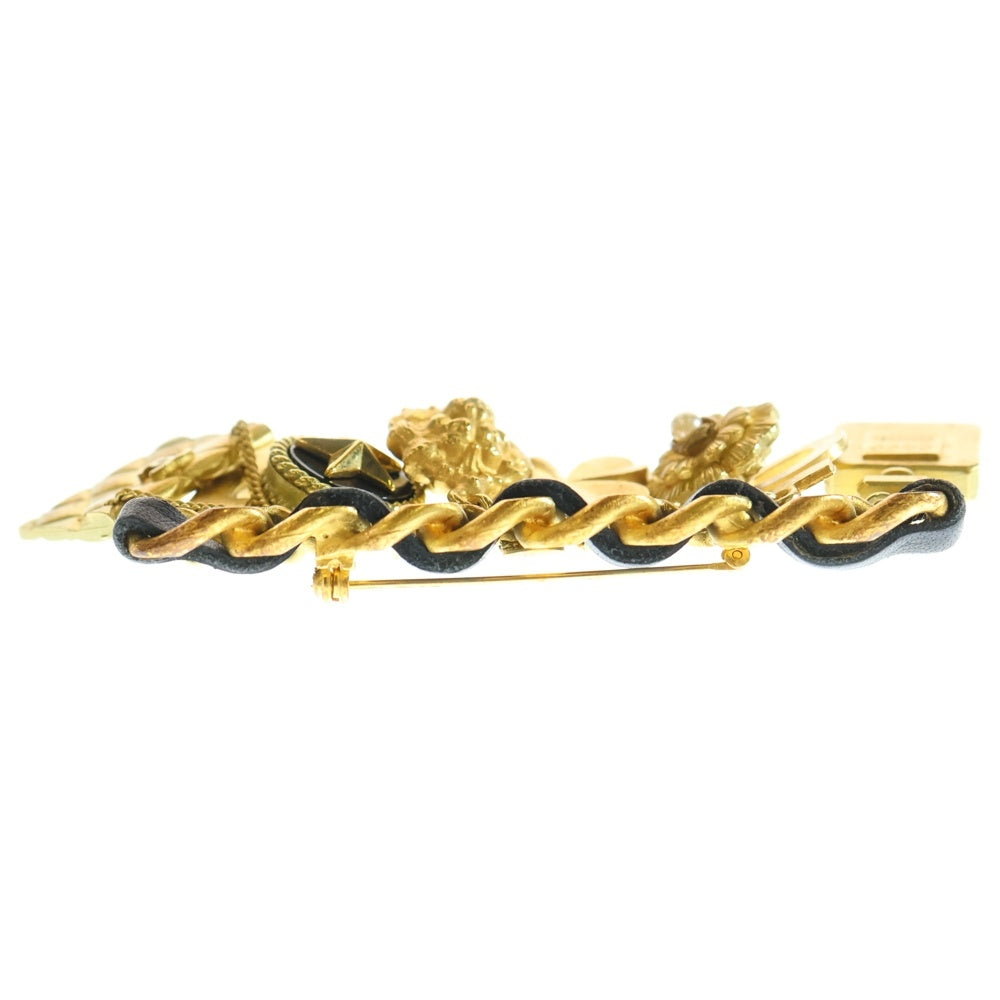 CHANEL(シャネル) ココマーク/マトラッセ/フレグランス/クローバー/ヒールアイコン 8連チャーム付ブローチ ゴールド GP 94P