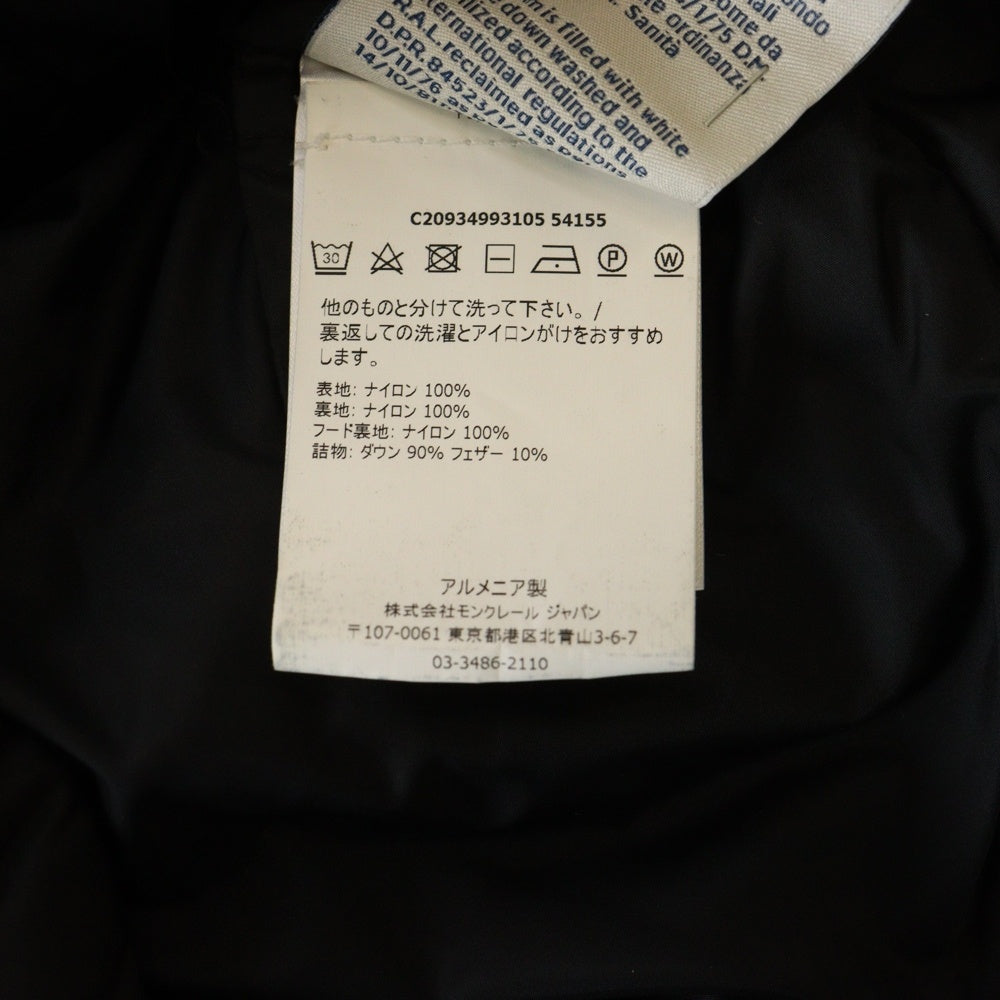 MONCLER(モンクレール) 18AW FLAMMETTE フラメッテ ワッペンロゴ ジップアップ ダウン ロング ジャケット コート ブラック レディース C20934993105 54155