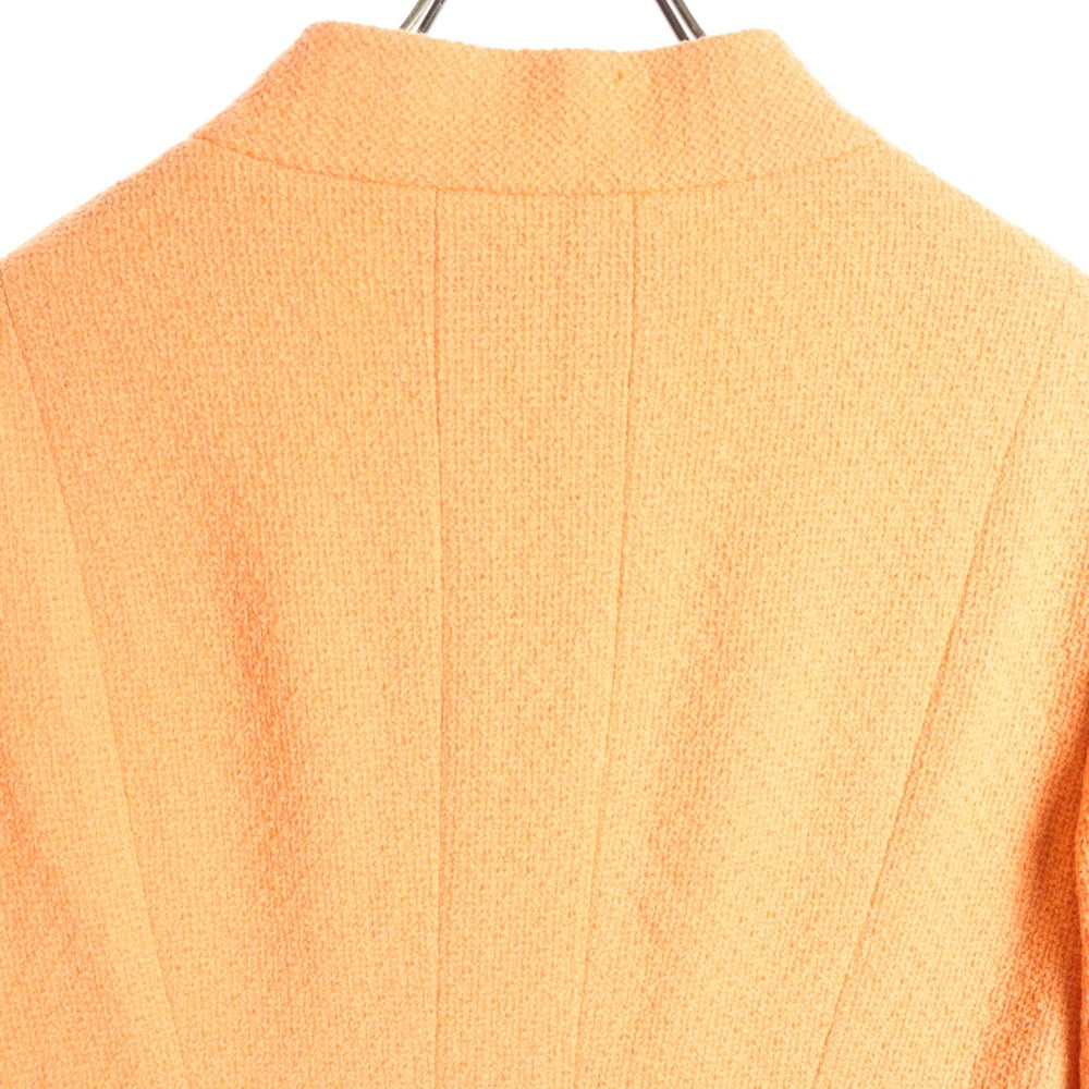 CHANEL(シャネル) ココマークボタン ウールツイード スタンドカラー 10B ジャケット オレンジ レディース